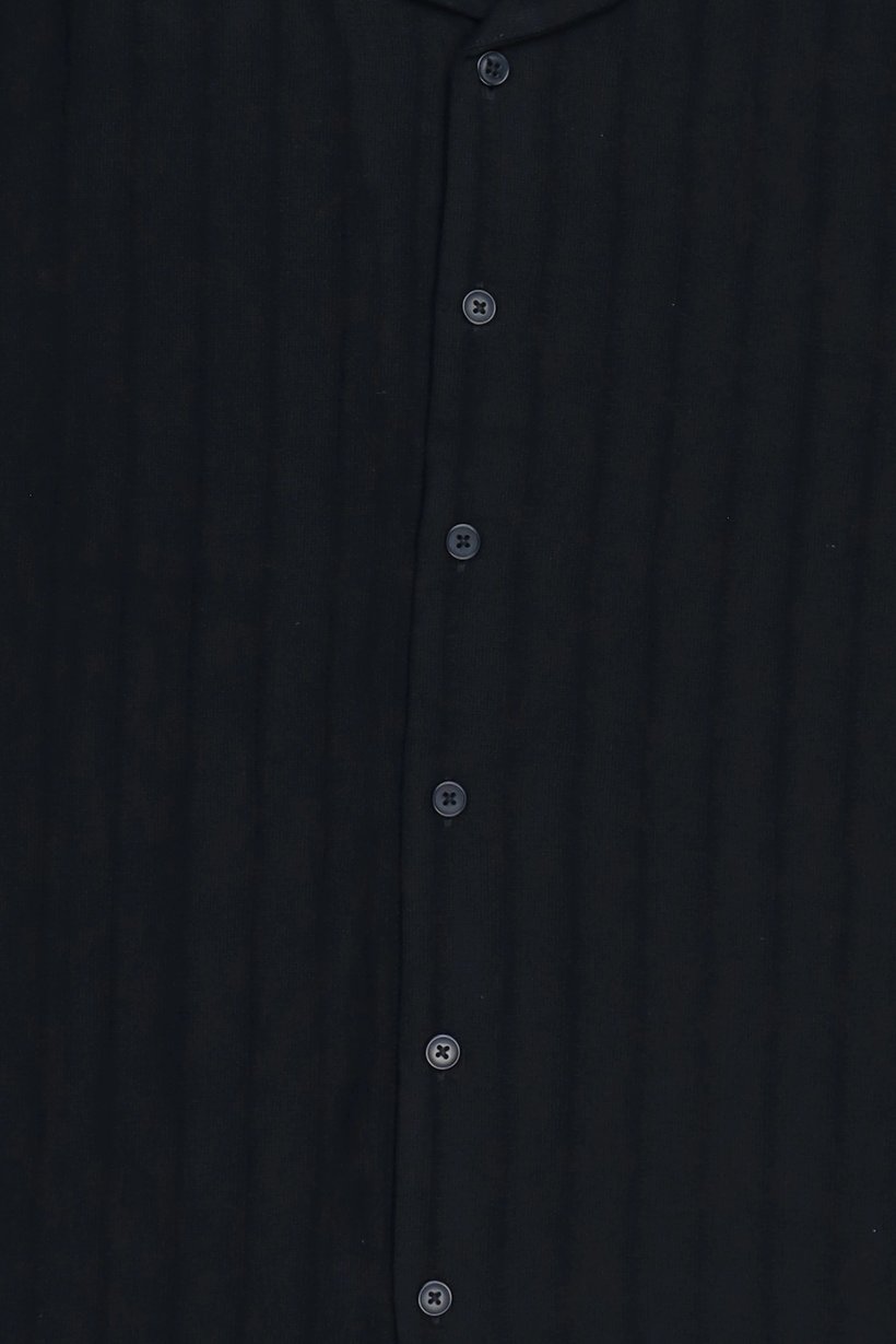 Men Regular Fit Plain Short Sleeve Casual Shirt, Black