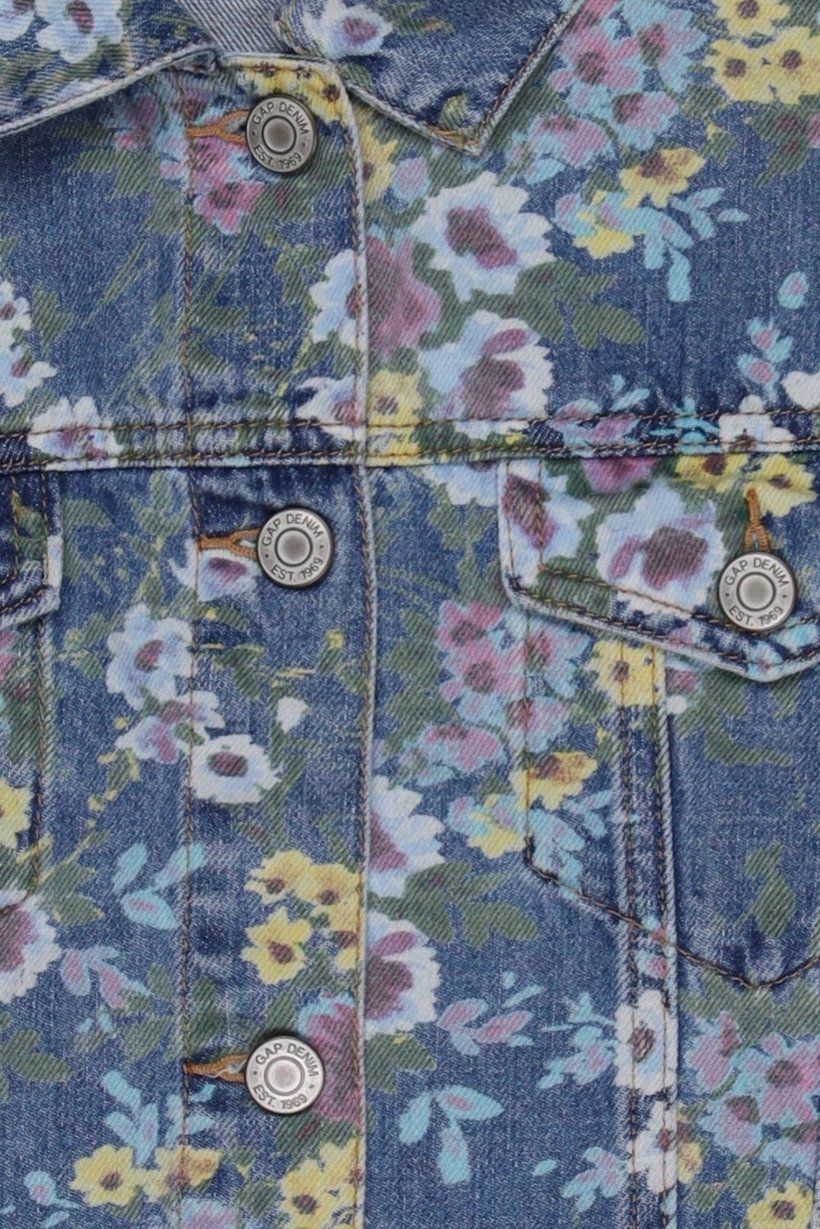 Kids Girl Floral Print Denim Jacket Shirt, Multicolor