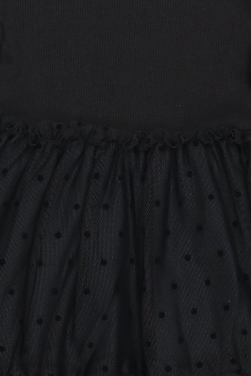 Toddlers Girl Textured Long Sleeve Dress, Black
