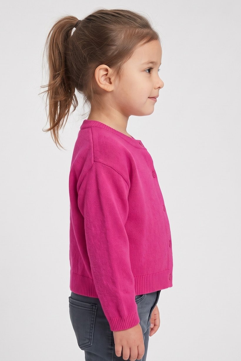 Toddlers Girl Long Sleeve Textured Cardigans, Fuchsia