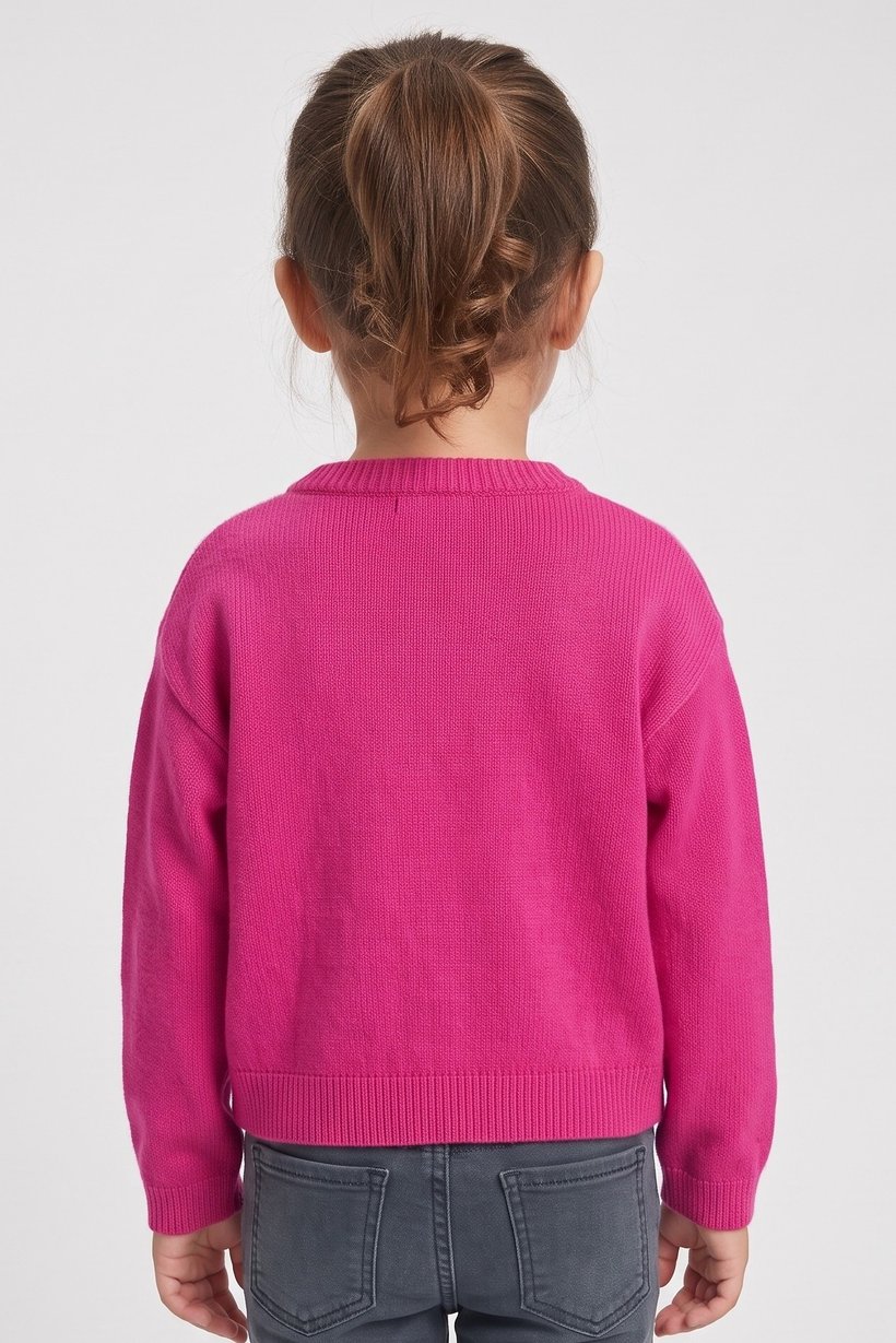 Toddlers Girl Long Sleeve Textured Cardigans, Fuchsia