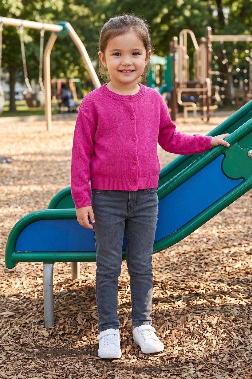 Toddlers Girl Long Sleeve Textured Cardigans, Fuchsia