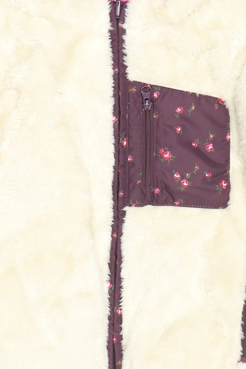 Toddlers Girl Textured Long Sleeve Reversible Jacket, Multicolor