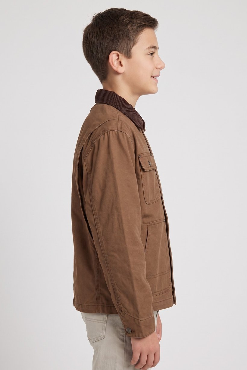 Kids Boy Plain Denim Jacket Shirt, Brown