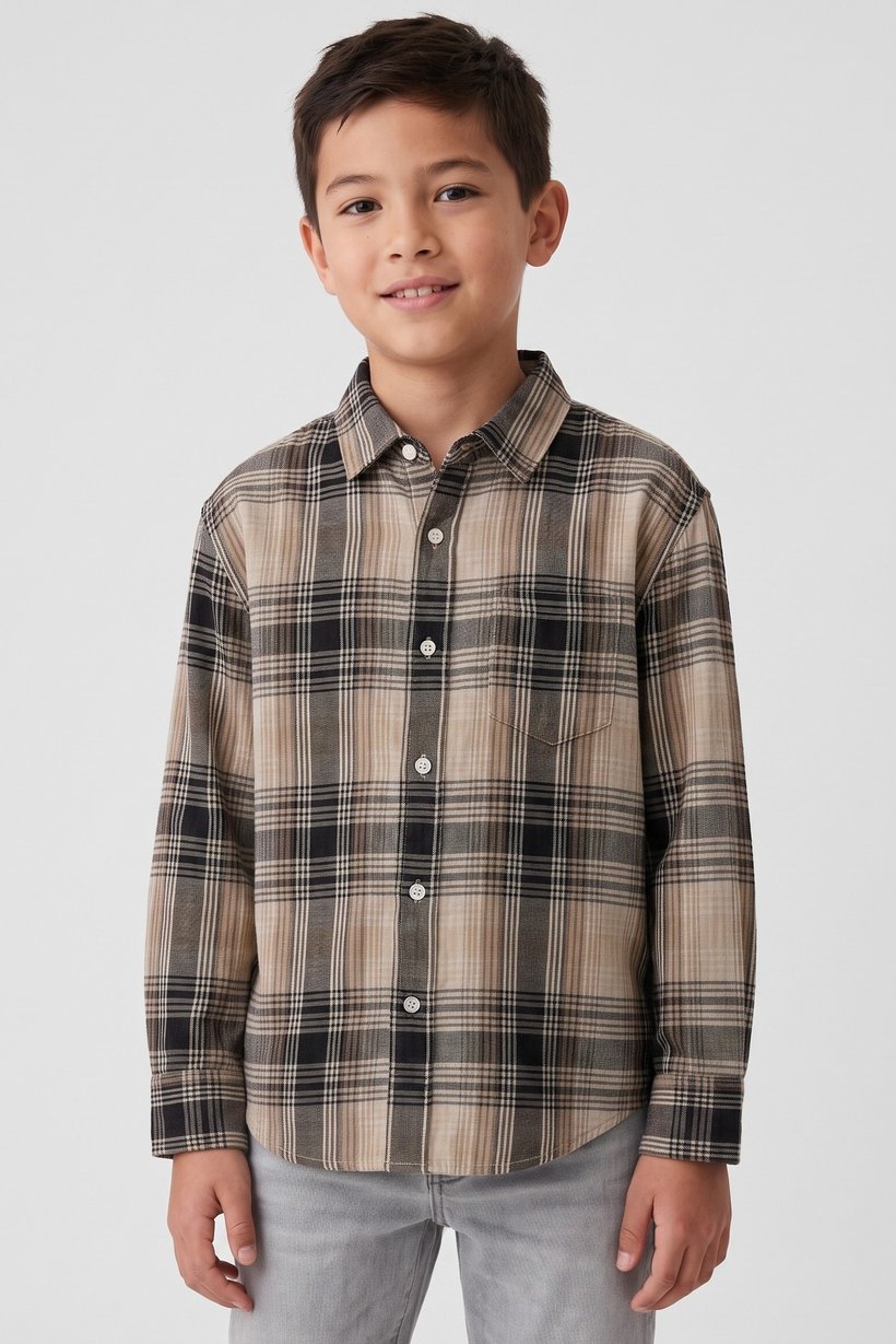 Kids Boy Plaid Long Sleeve Shirt, Multicolor