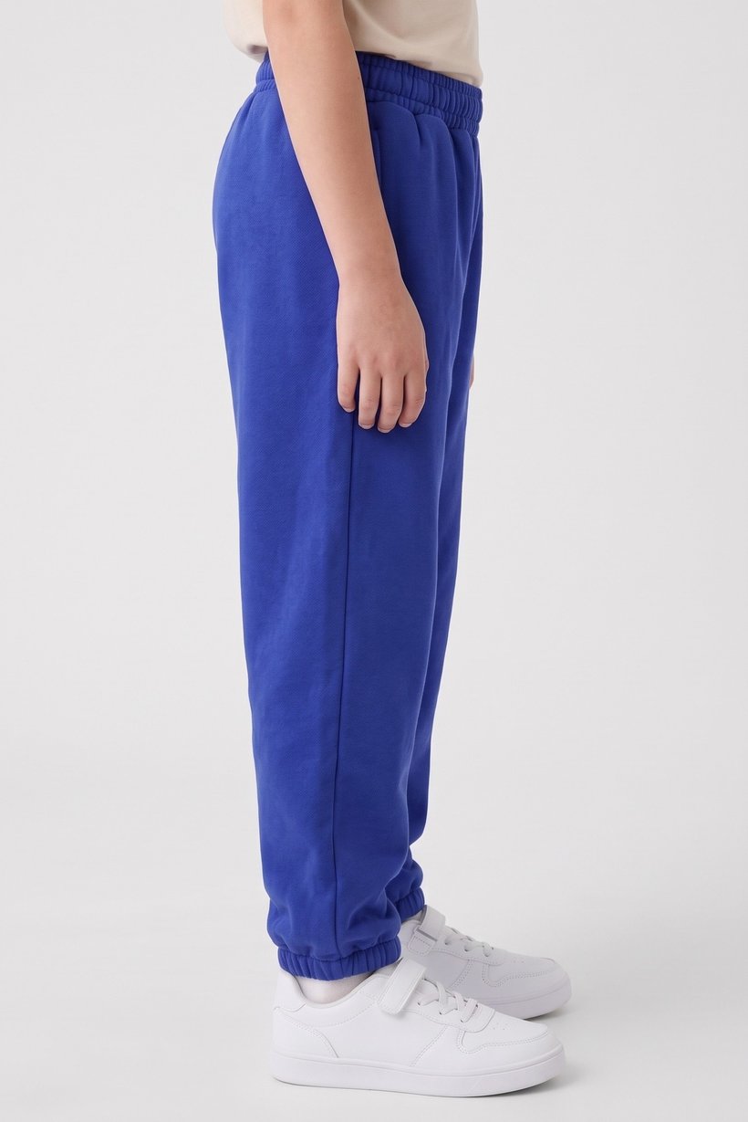 Kids Boy Embroidered Logo Jogger Pants, Royal Blue