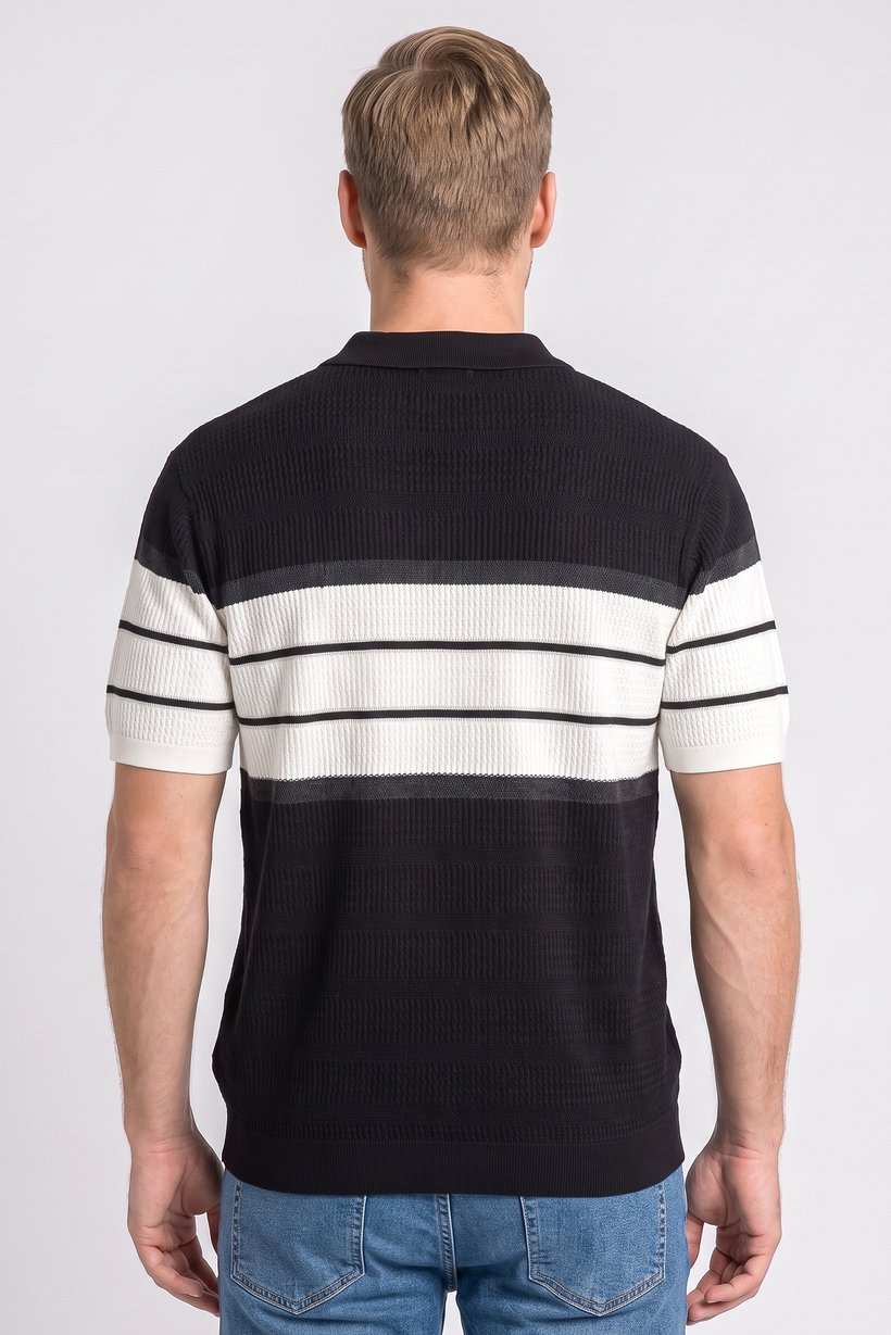 Men Relaxed Fit Knitted Short Sleeve Polo Shirt, Multicolor