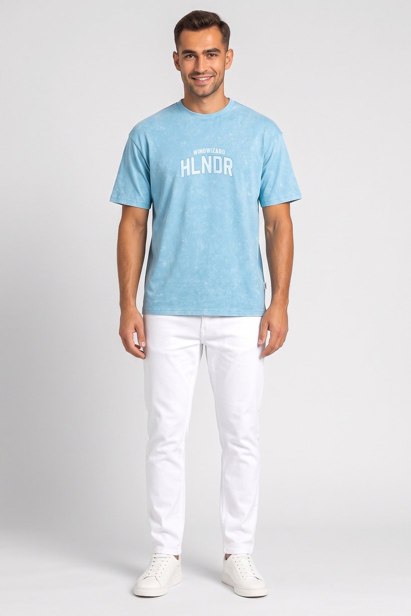 Zoom Men Crew Neck Short Sleeve Graphic Print T-Shirt, Light Blue