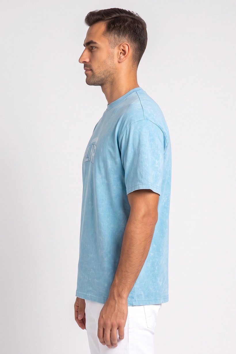 Zoom Men Crew Neck Short Sleeve Graphic Print T-Shirt, Light Blue