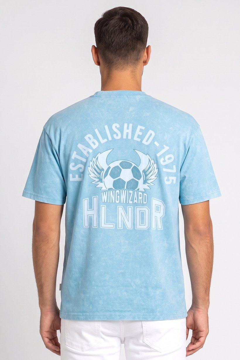 Zoom Men Crew Neck Short Sleeve Graphic Print T-Shirt, Light Blue
