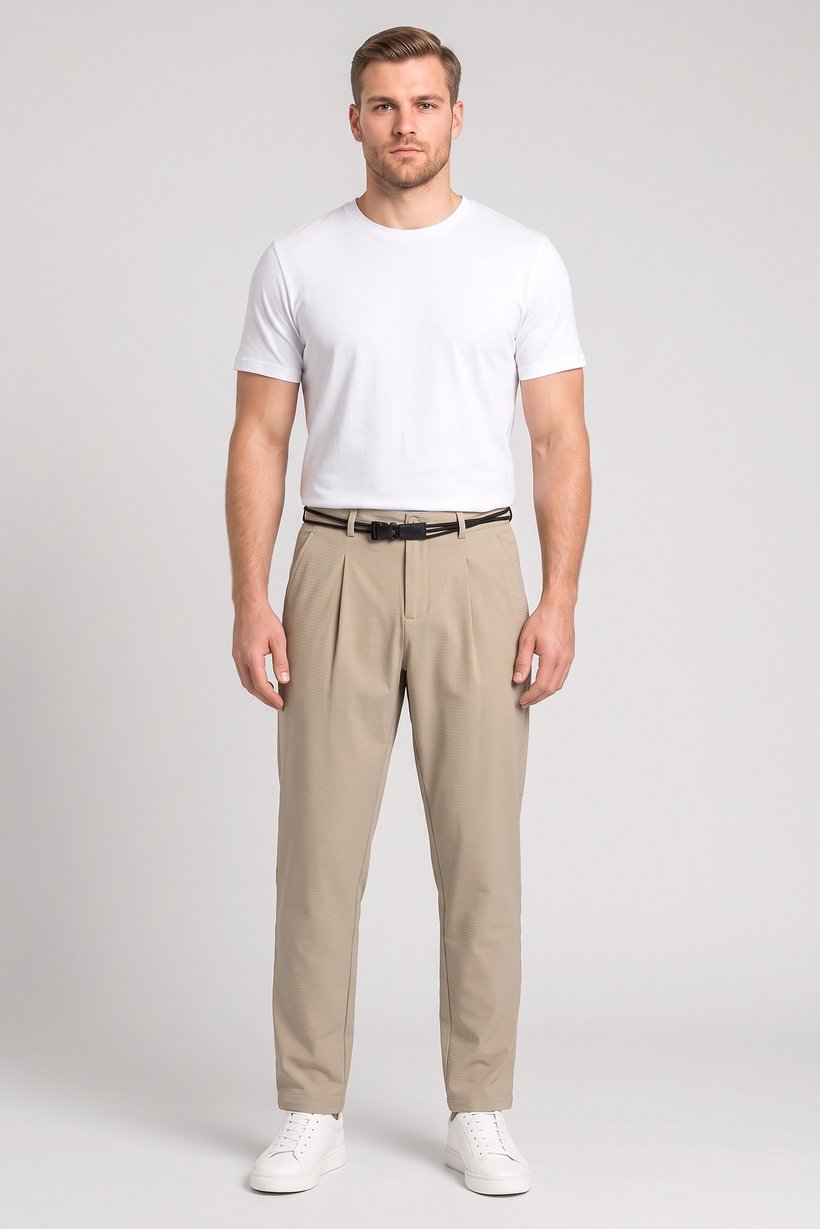 Men Relaxed Fit Textured Chino Pants, Beige