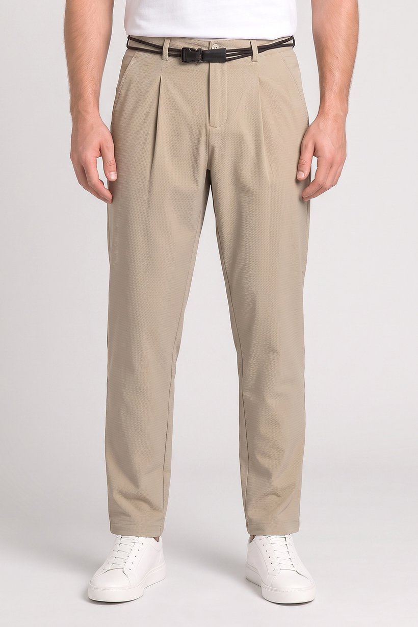 Men Relaxed Fit Textured Chino Pants, Beige