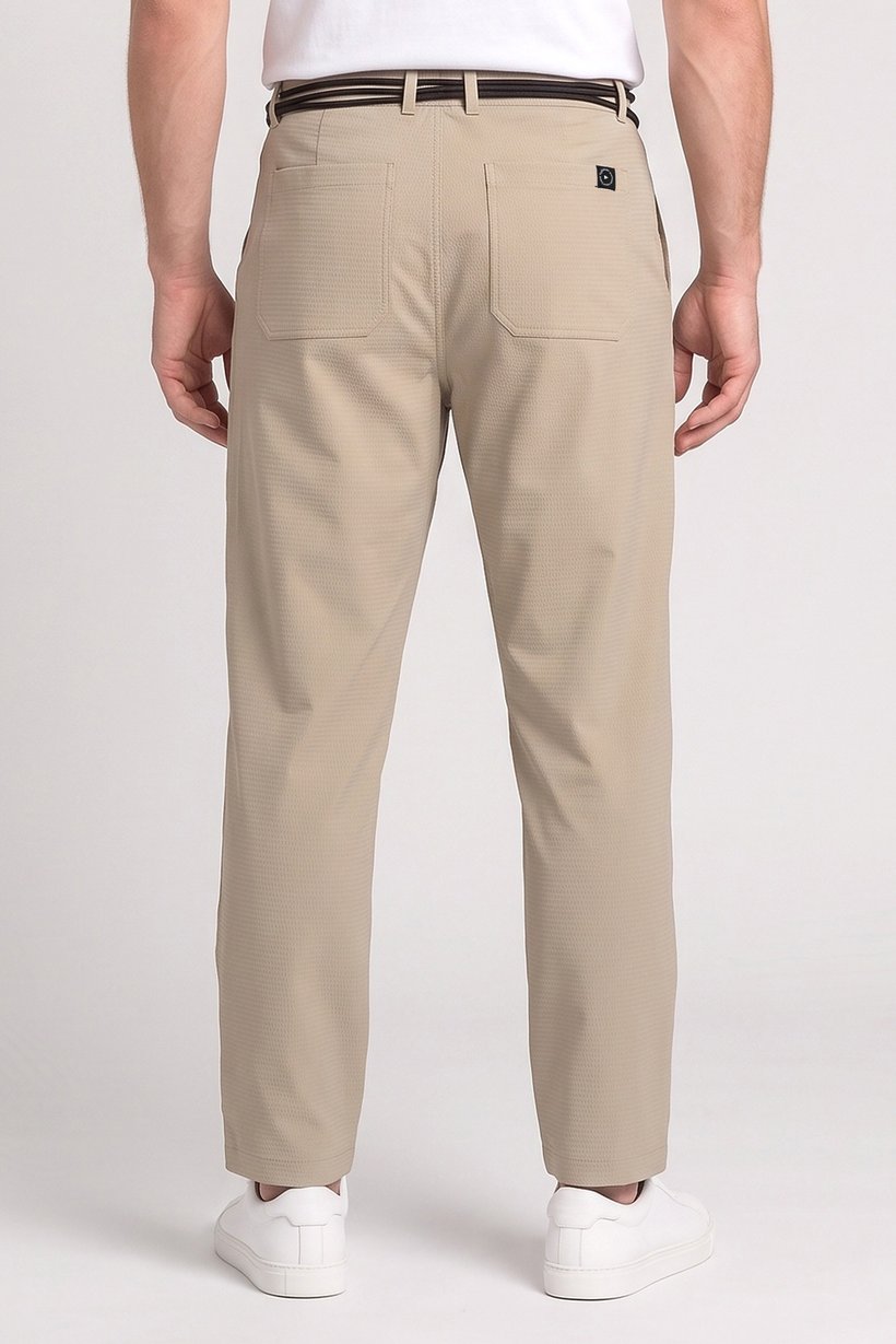 Men Relaxed Fit Textured Chino Pants, Beige