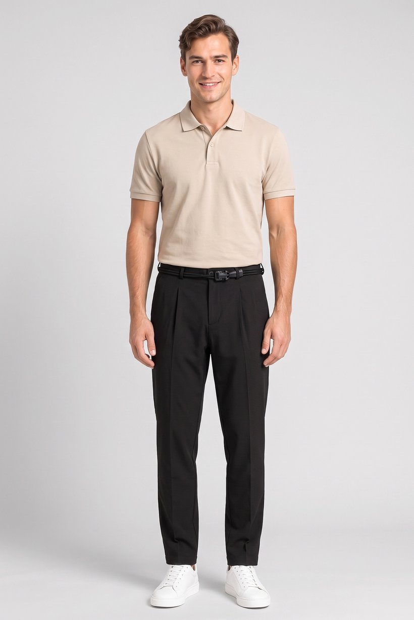 Men Baggy Fit Textured Wide Leg Pants, Black