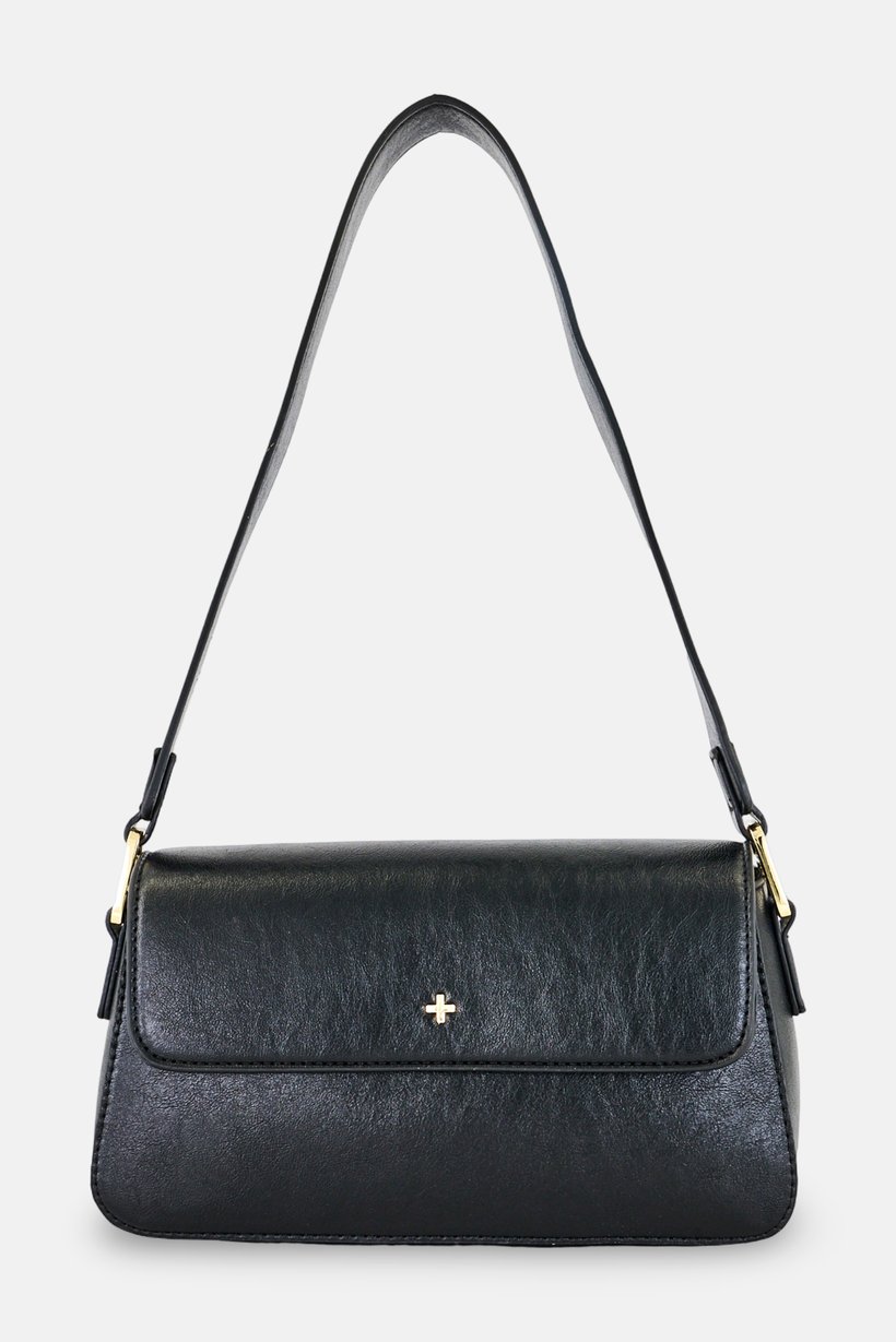 Women Brand Logo Shoulder Bag, Black