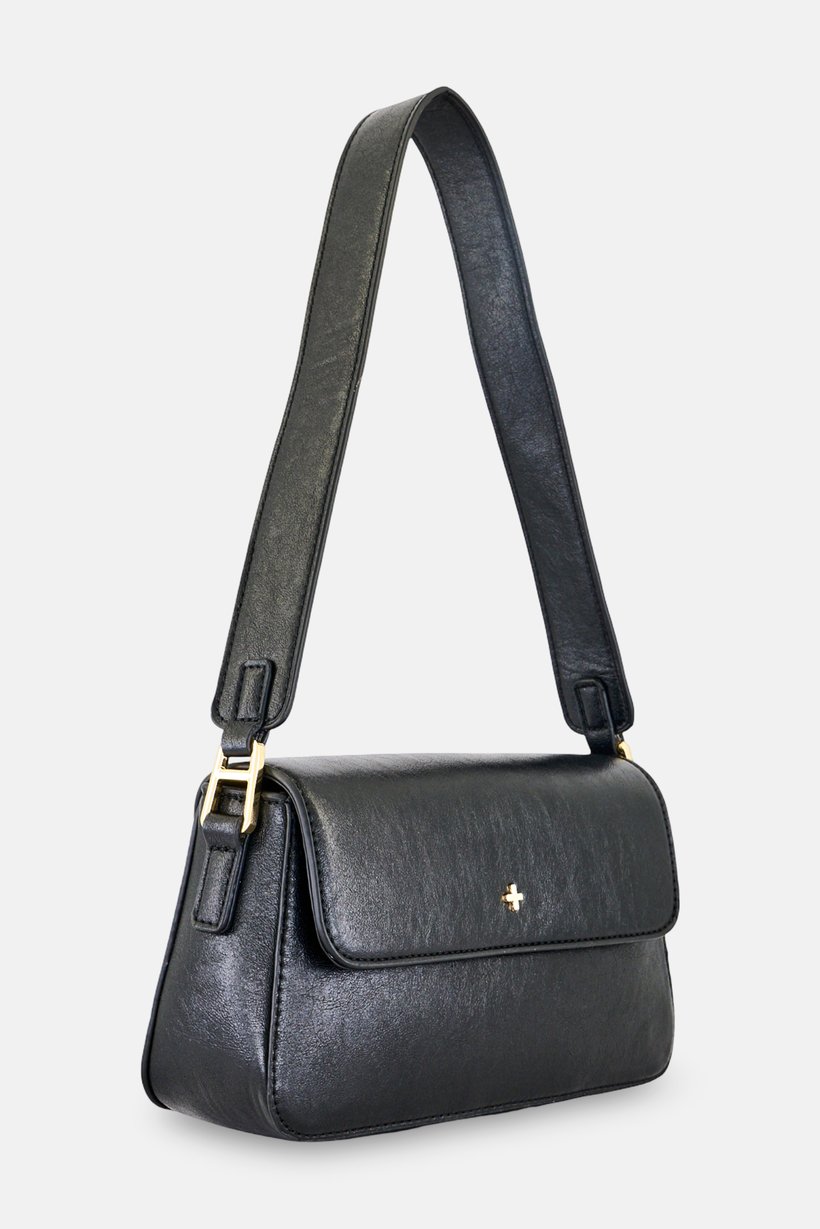 Women Brand Logo Shoulder Bag, Black
