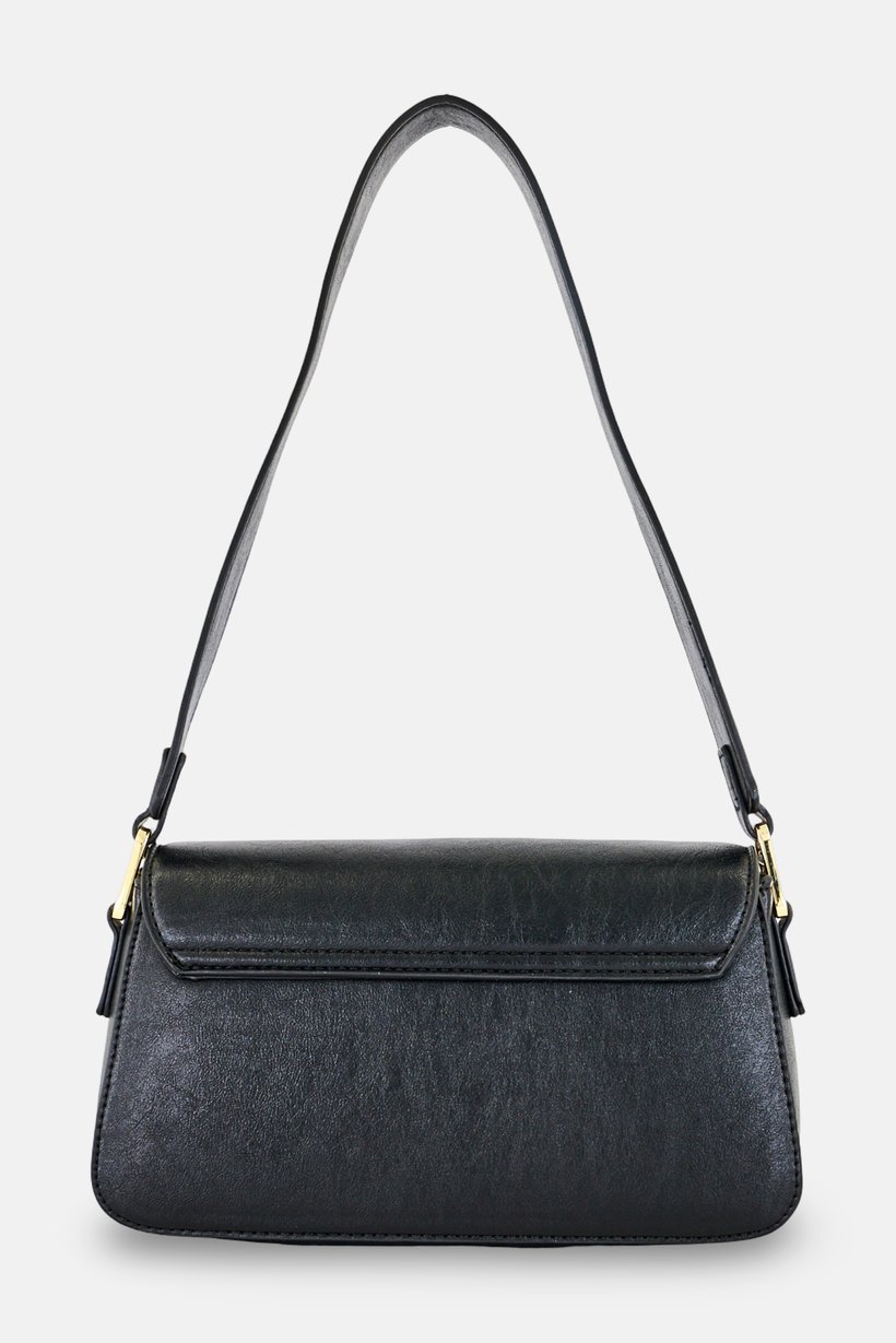 Women Brand Logo Shoulder Bag, Black