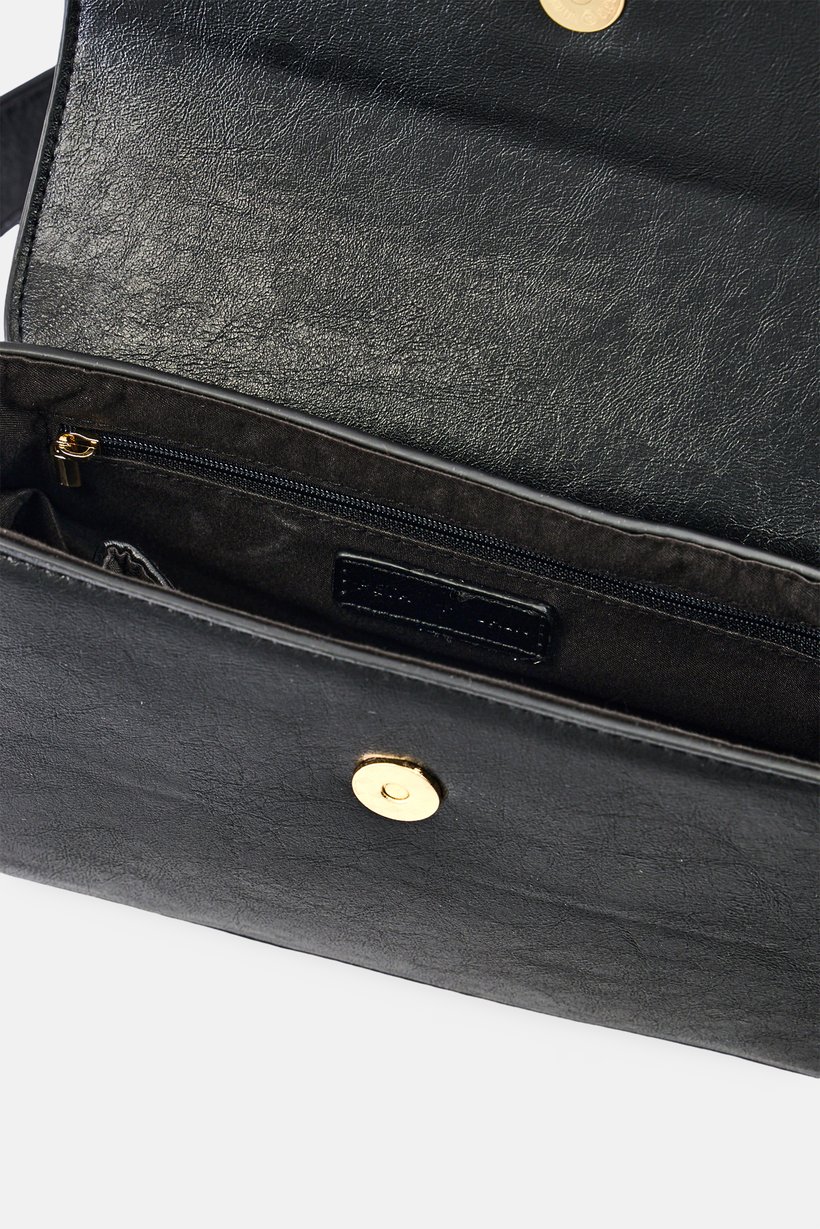 Women Brand Logo Shoulder Bag, Black