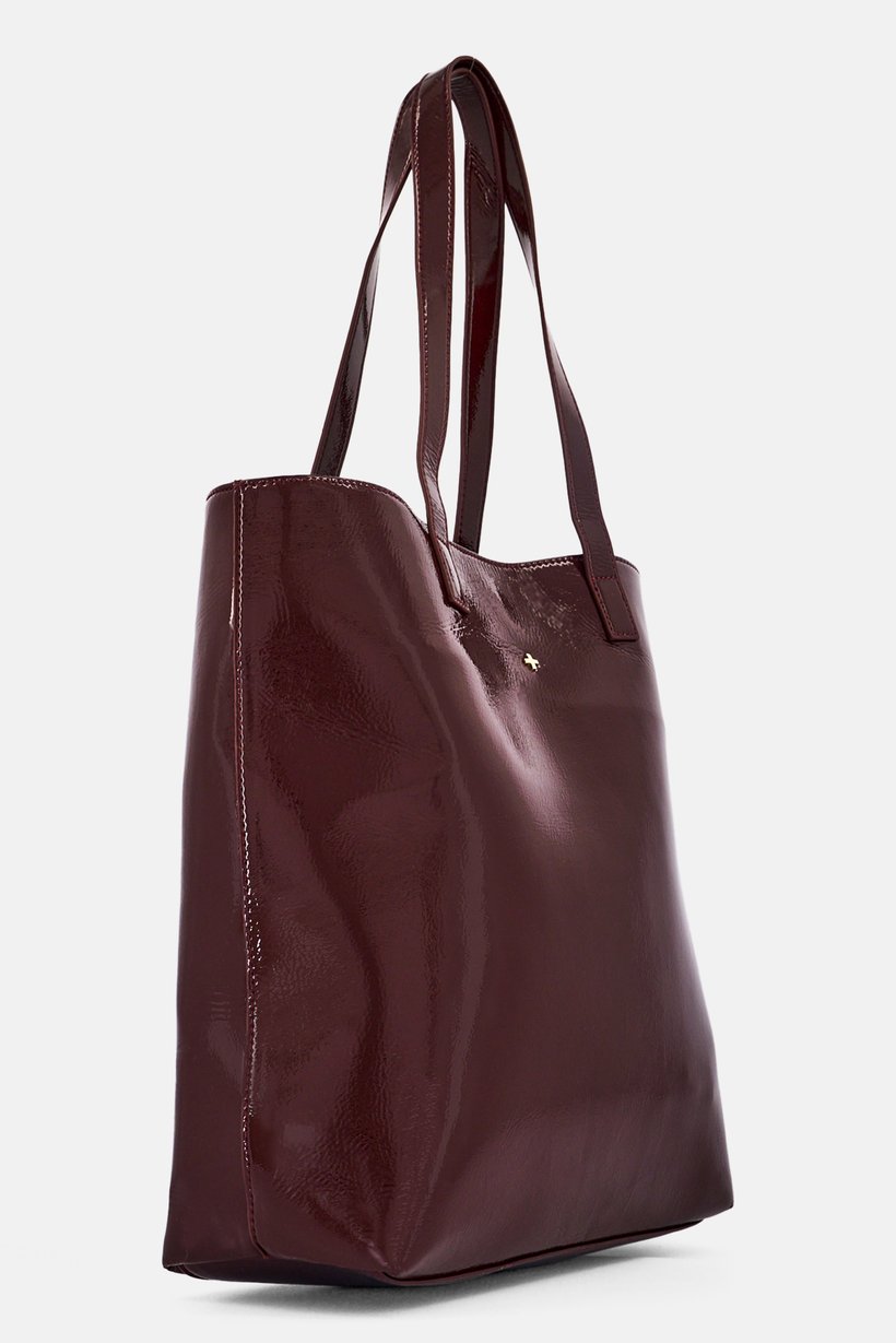 Women Brand Logo Tote Bag With Purse, Burgundy