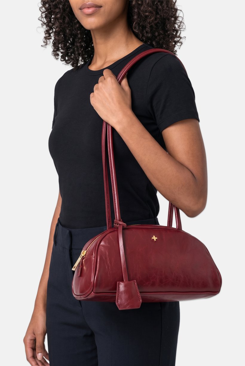 Women Brand Logo Shoulder Bag, Red