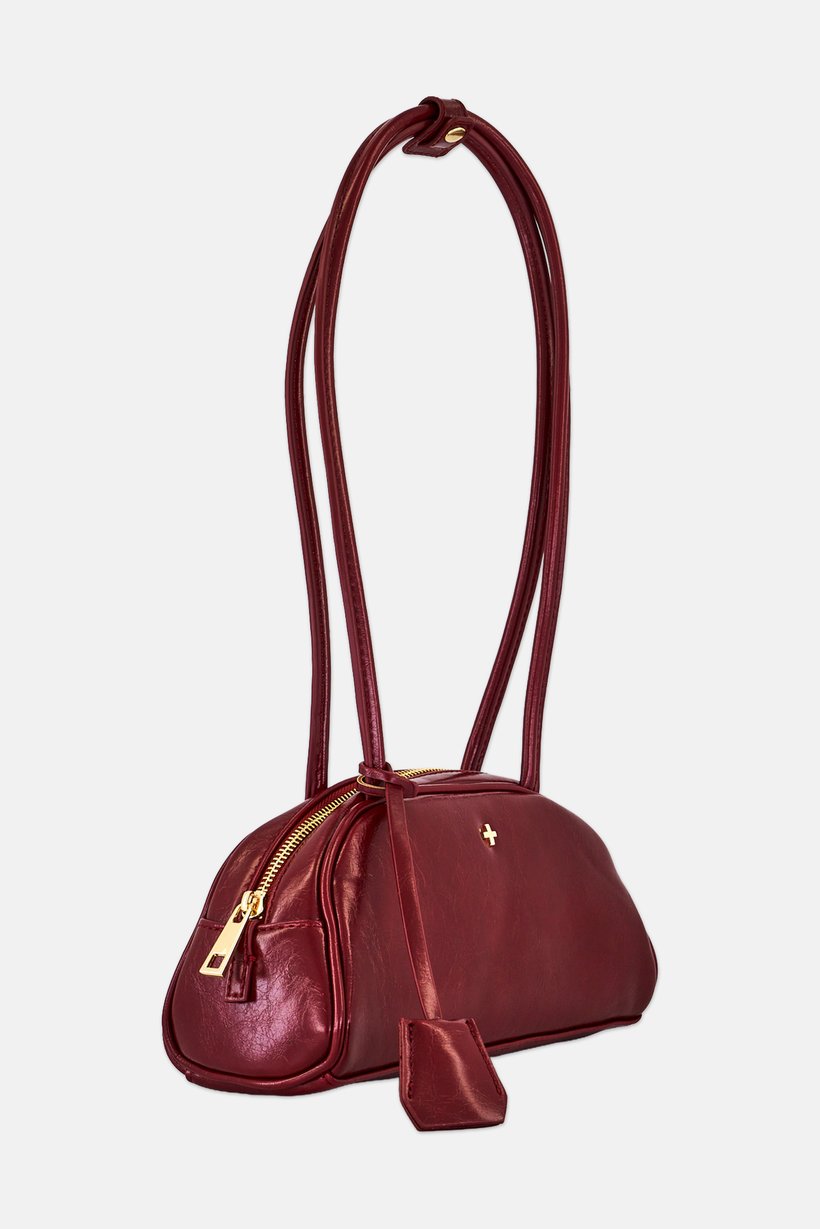 Women Brand Logo Shoulder Bag, Red