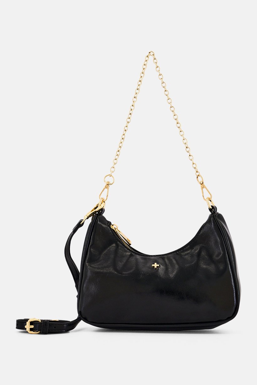 Women Brand Logo Shoulder Bag, Black