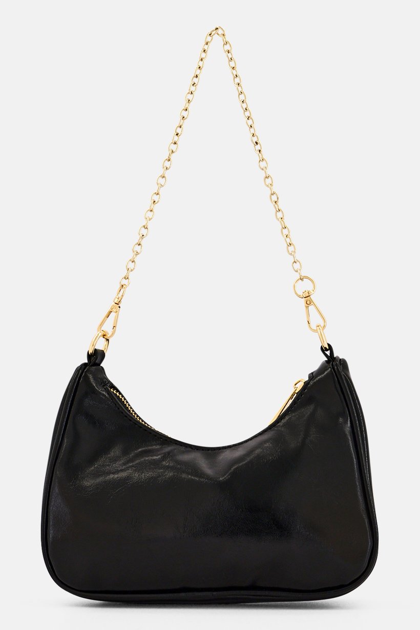 Women Brand Logo Shoulder Bag, Black