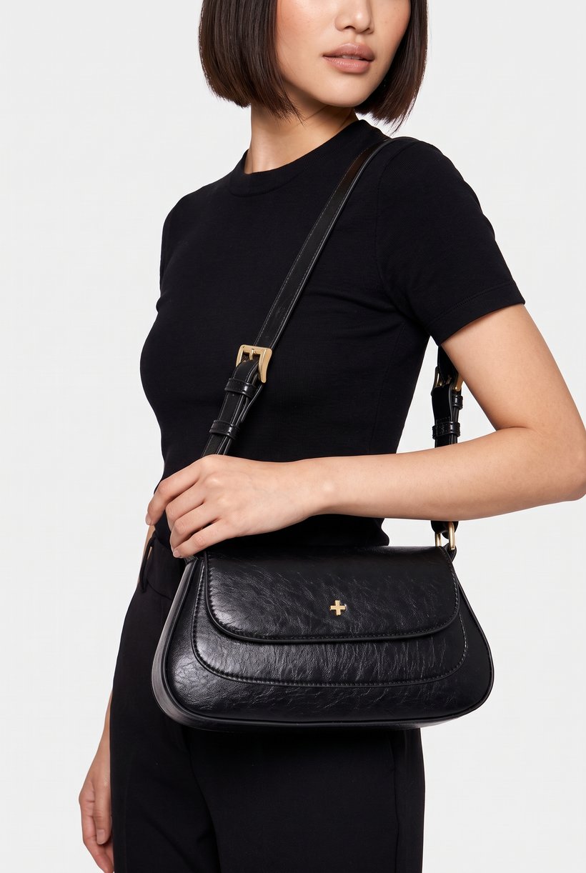 Women Solid Handbag, Black
