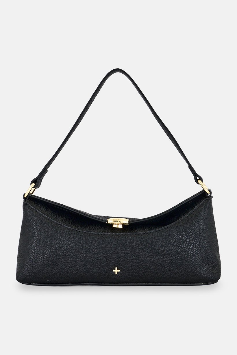 Women Brand Logo Shoulder Bag, Black