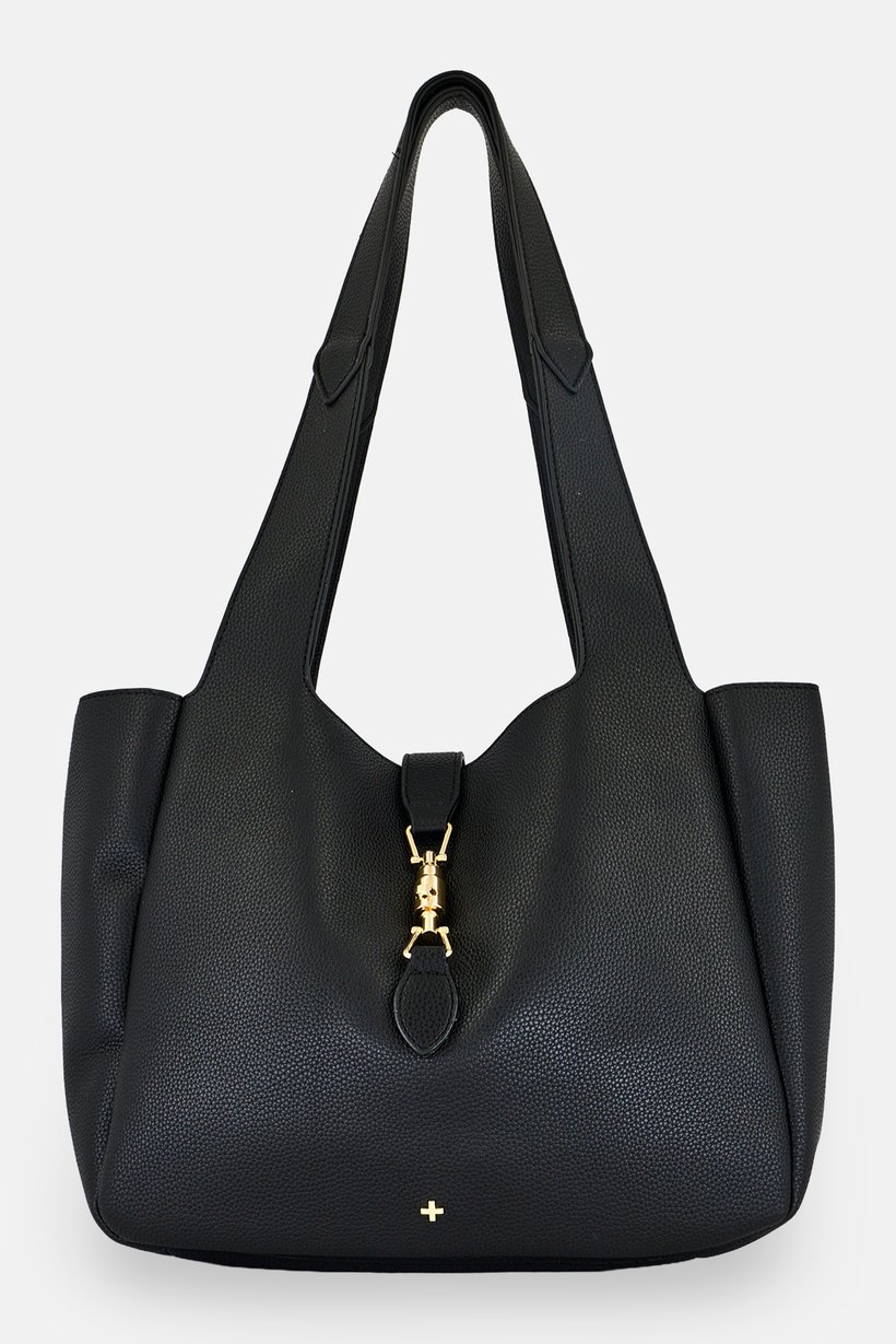 Women Brand Logo Shoulder Bag, Black