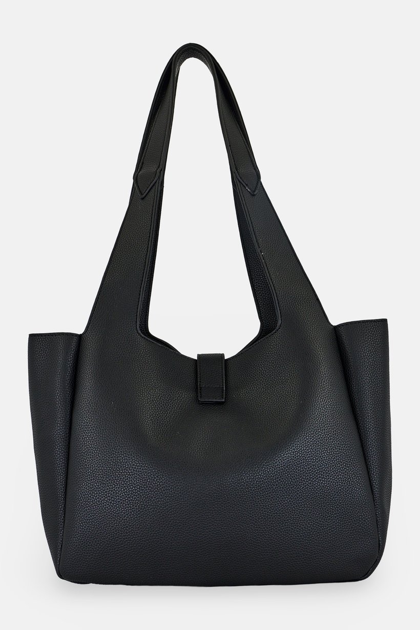 Women Brand Logo Shoulder Bag, Black