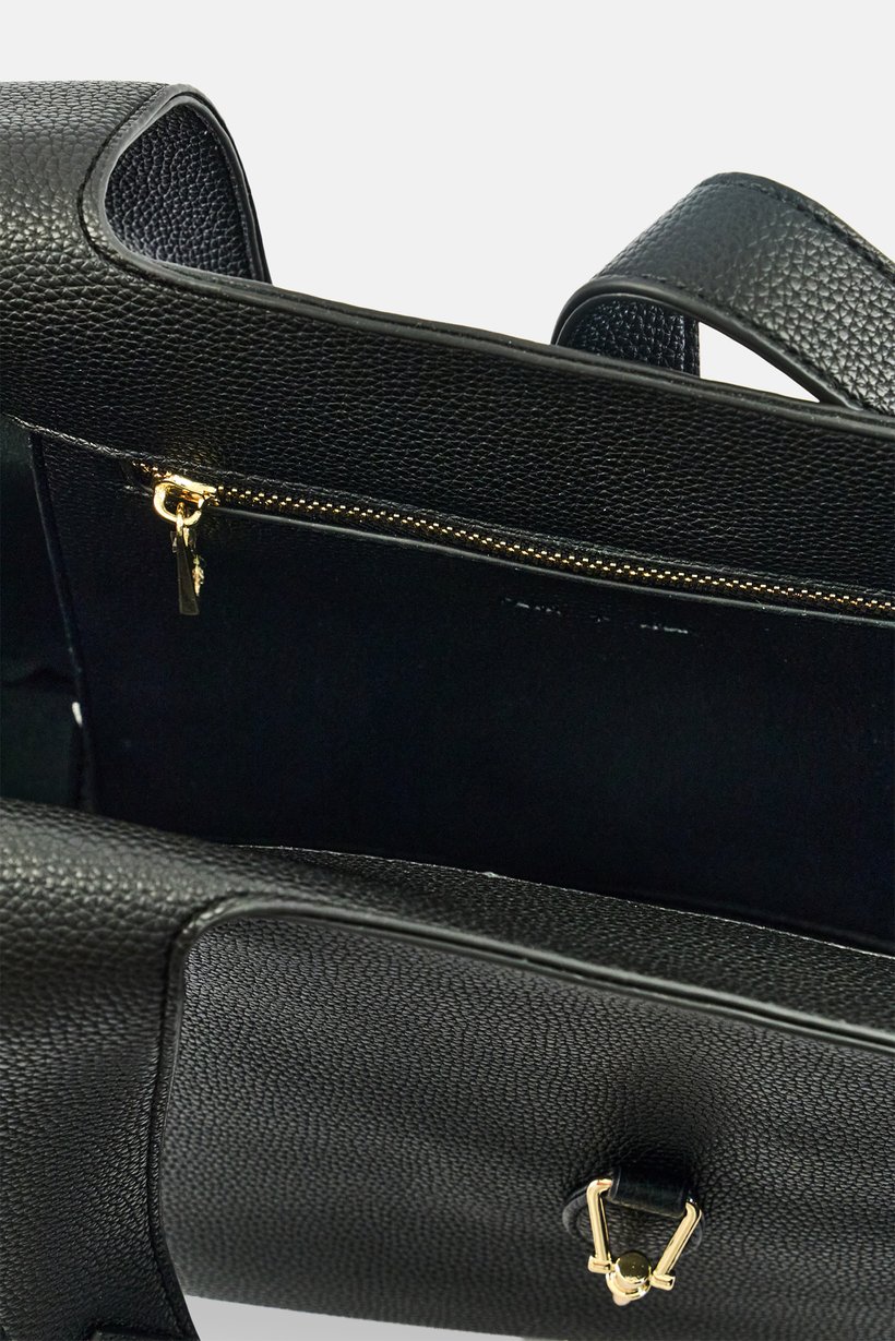 Women Brand Logo Shoulder Bag, Black