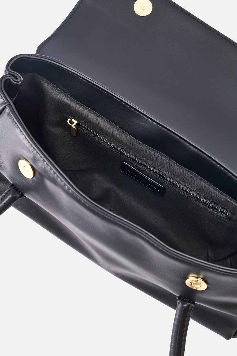 Women Brand Logo Shoulder Bag, Black