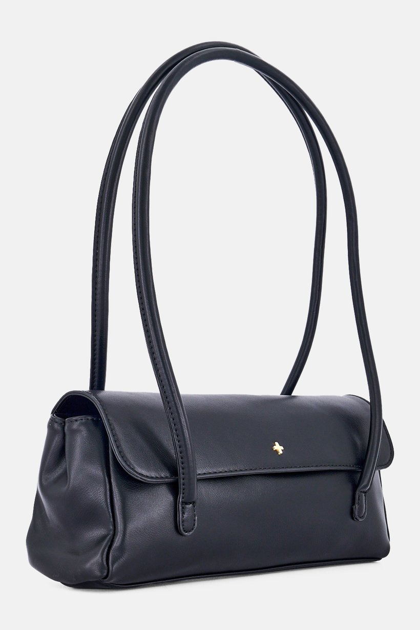 Women Brand Logo Shoulder Bag, Black