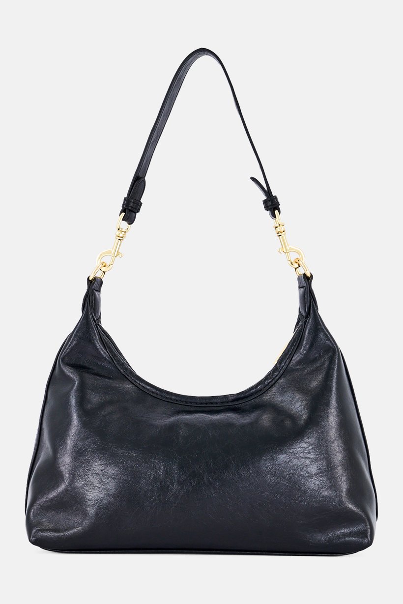 Women Brand Logo Shoulder Bag, Black