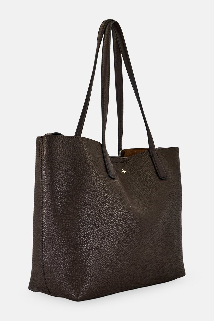 Women Brand Logo Shoulder Bag, Dark Brown