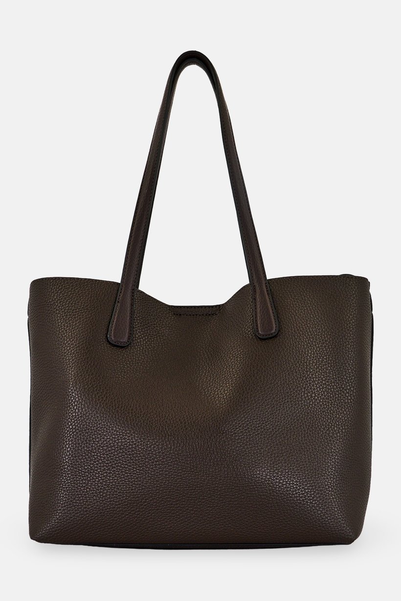 Women Brand Logo Shoulder Bag, Dark Brown
