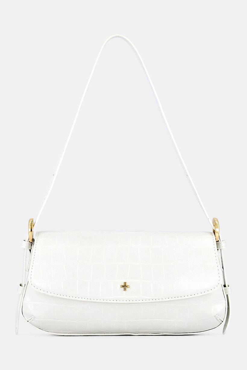 Women Brand Logo Shoulder Bag, White