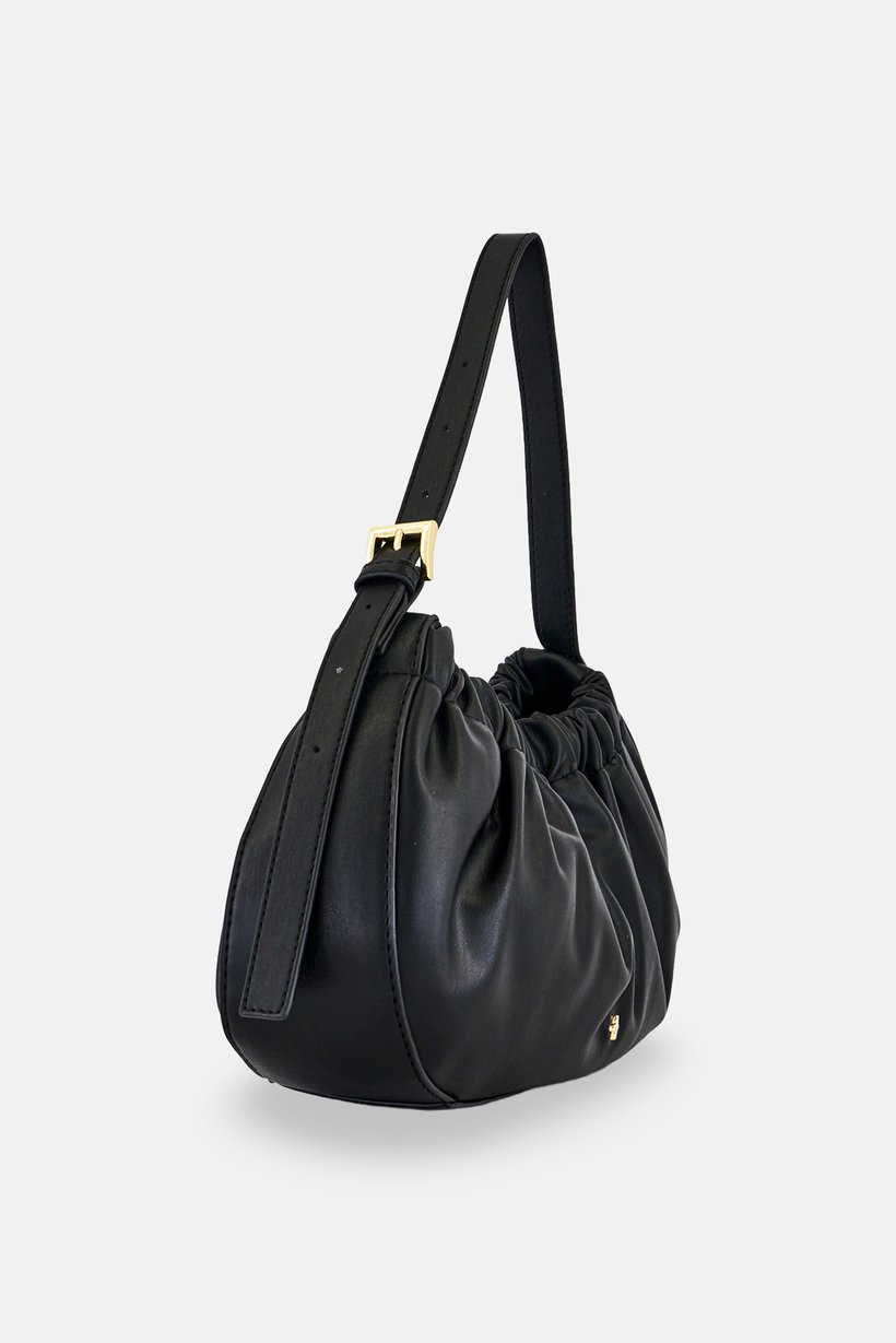 Women Brand Logo Shoulder Bag, Black