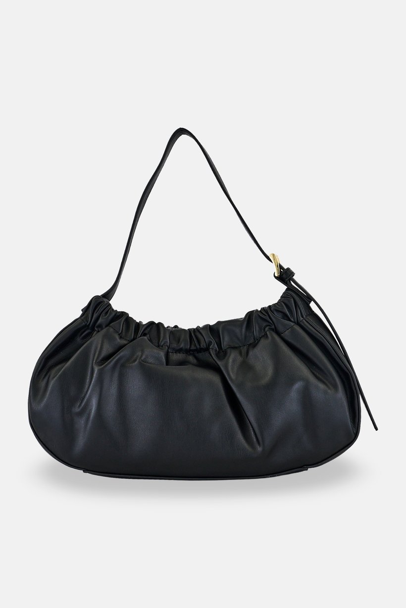 Women Brand Logo Shoulder Bag, Black