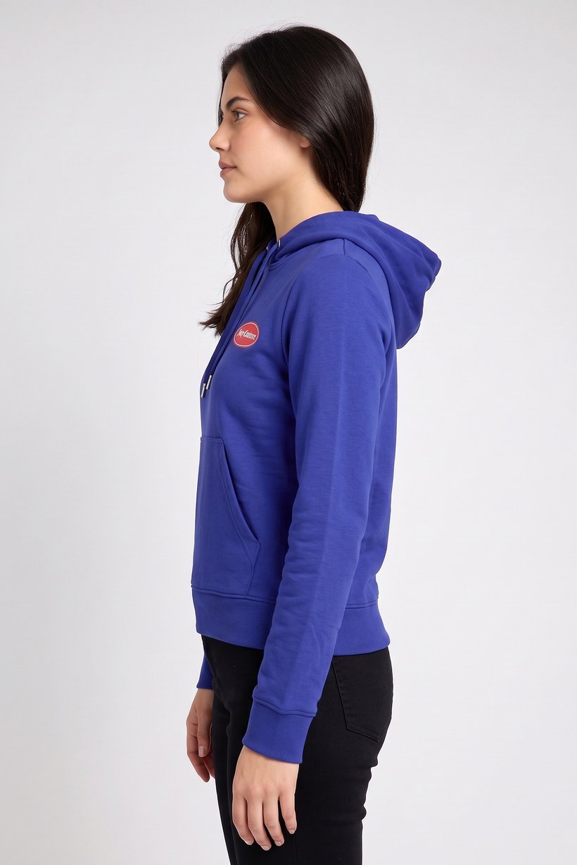 Women Brand Logo Long Sleeve Hoodie, Blue
