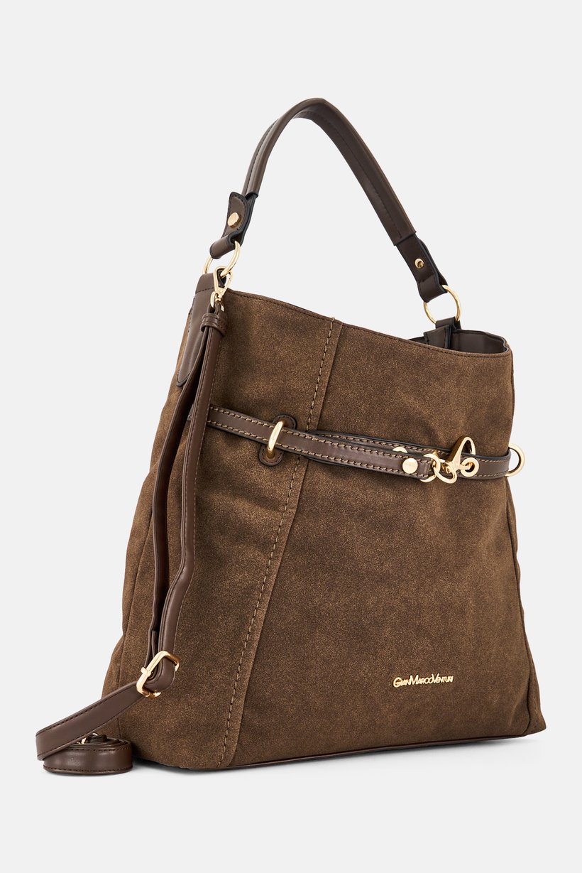 Women Brand Logo Tote Bag, Dark Brown