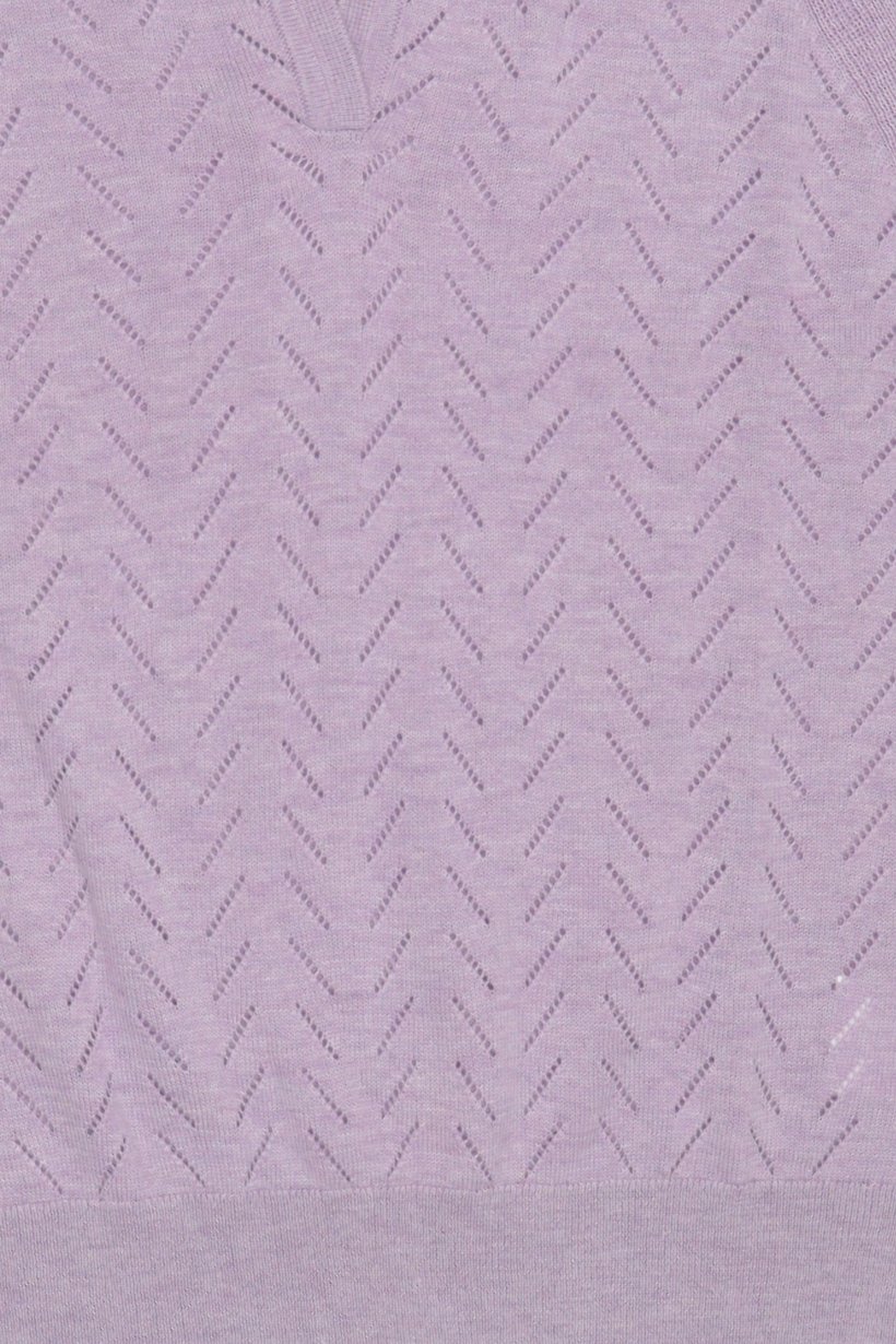 Women Spread Collar Eyelet Sweater, Lavender