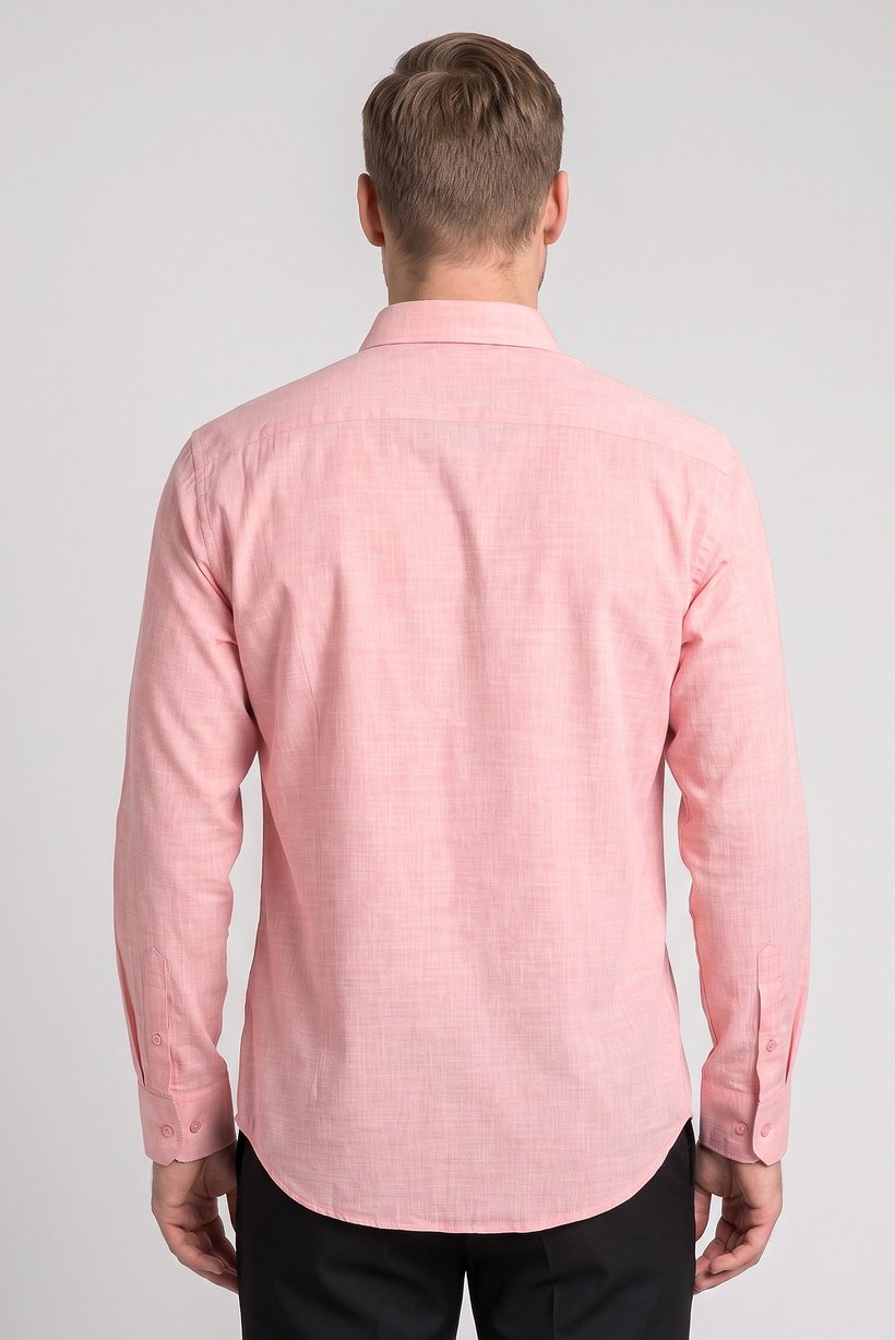 Men Regular Fit Chambray Long Sleeves Casual Shirt, Pink