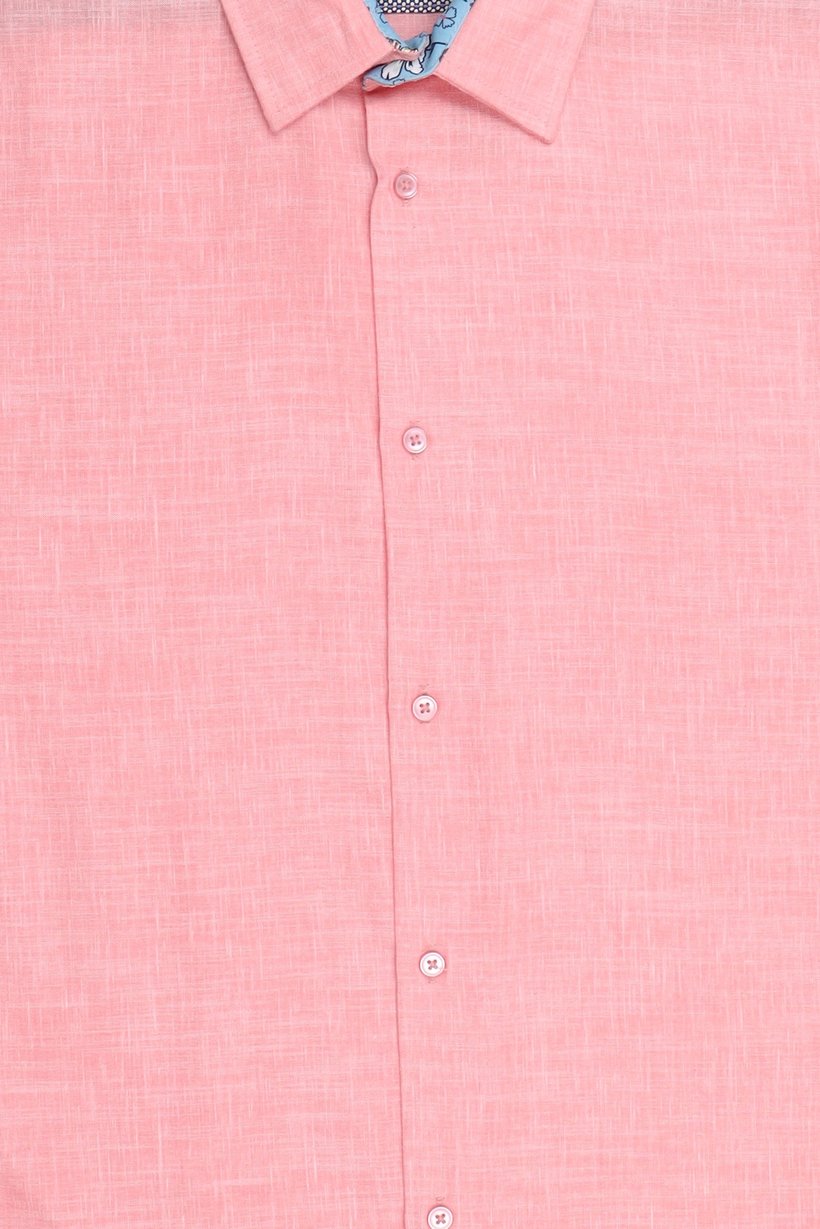 Men Regular Fit Chambray Long Sleeves Casual Shirt, Pink