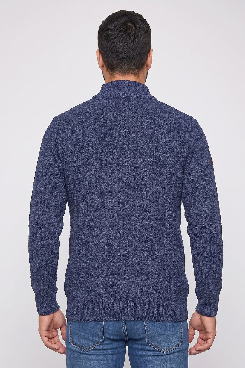 Men High Neck Embroidered Logo Sweater, Multicolor