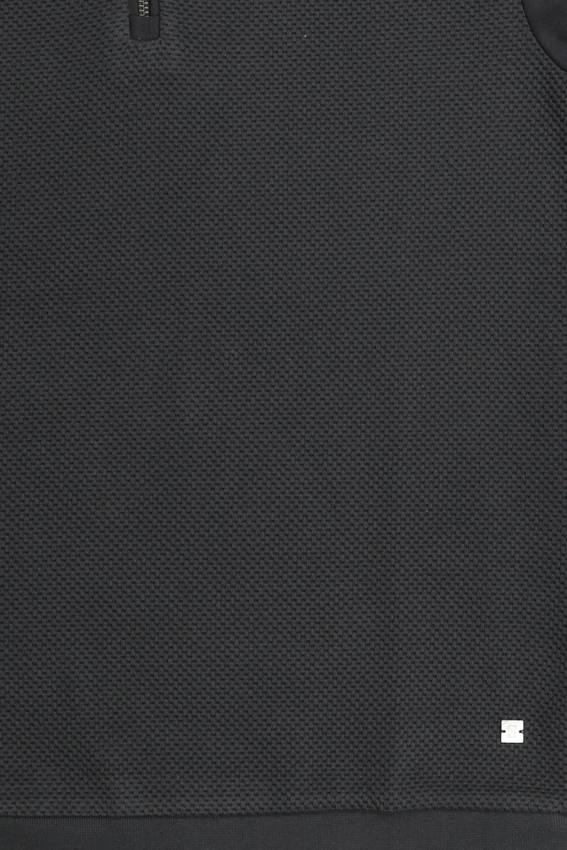 Men Mock Neck Brand Logo Long Sleeve Sweatshirt, Dark Grey