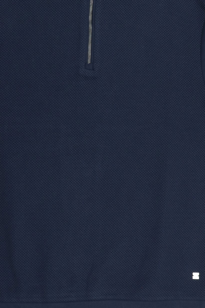 Men Mock Neck Textured Long Sleeve Sweatshirt, Navy