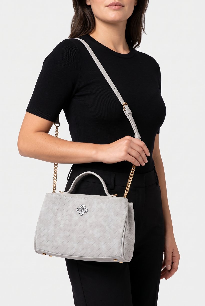Women Brand Logo Cross Body Bag, Grey