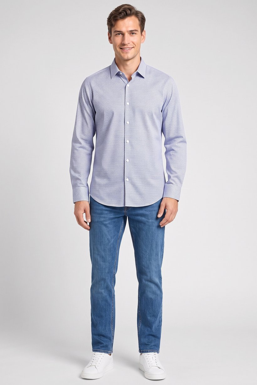 Men Regular Fit Textured Long Sleeve Casual Shirt, Multicolor